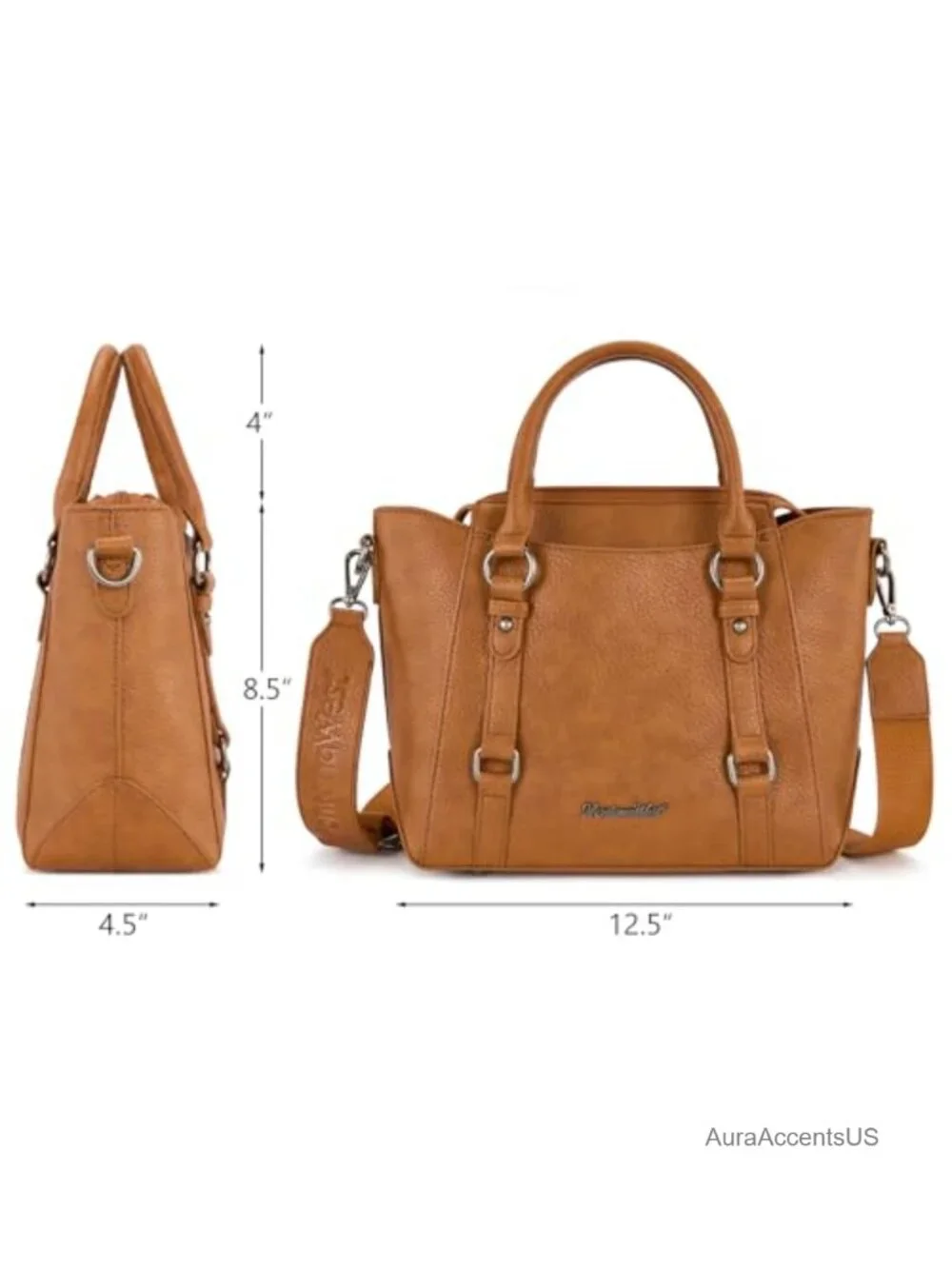Vegan Leather Small Tote Bag for Women Top Handle Crossbody Purse, Spacious